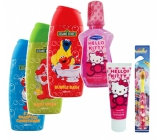 Sesame Street 2v1 kampon a kondicioner 400 ml + sprchový gel 400 ml + pěna do koupele 400 ml + Hello Kitty zubní pasta 75 ml + Hello Kitty ústní voda 275 ml, kosmetická sada