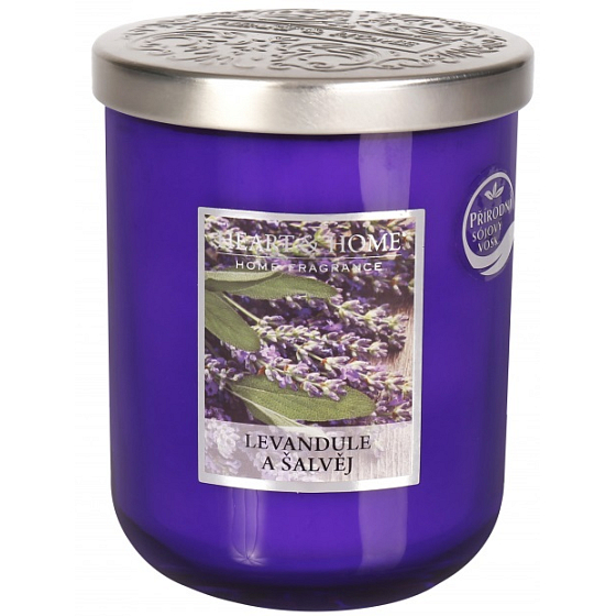Heart & Home Lavender and sage Large soy candle burns for up to 75 hours 340 g
