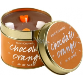 Bomb Cosmetics Chocolate Orange Scented natural, handmade candle in a tin can burns for up to 35 hours