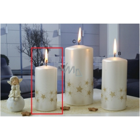 Lima Starlight candle white / gold cylinder 50 x 100 mm 1 piece