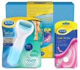 Scholl Velvet Smooth Premium Blue Electric Nail File with Sea Minerals + Scholl GelActiv Extremely High Heel Inserts 1 Pair, Gift Set