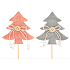 Wooden tree with button pick orange, gray 8 cm + skewer, 1 piece