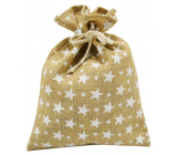 Jute bag with white stars 27 x 36 cm