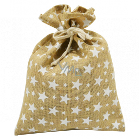 Jute bag with white stars 27 x 36 cm