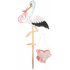 Pink wooden stork with sign 46 x 70 cm