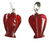 Carnelian Angel guardian pendant natural stone hand cut 2 - 2,2 cm, Teach us here and now