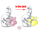 Sterling Silver 925 Luminous - Cat Dog Bear Paw, 2in1 pet bracelet pendant