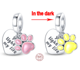 Charm Sterling silver 925 Luminous - Cat, Dog, Bear Paw, 2in1 pet bracelet pendant