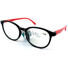 Berkeley Reading dioptric glasses +1.0 plastic black red side frames 1 piece MC2253