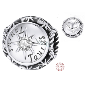 Charm Sterling silver 925 Zodiac sign, cubic zirconia Taurus, bead for bracelet