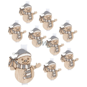 Snowmen with hat on peg 4 cm 9 pieces