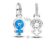 Charm Sterling silver 925 Lady in blue, bracelet pendant symbol