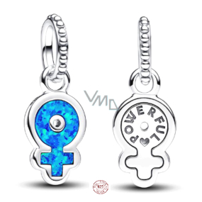 Charm Sterling silver 925 Lady in blue, bracelet pendant symbol