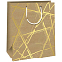 Ditipo Gift paper bag 26,4 x 32,7 x 13,6 cm Kraft - natural gold lines straight
