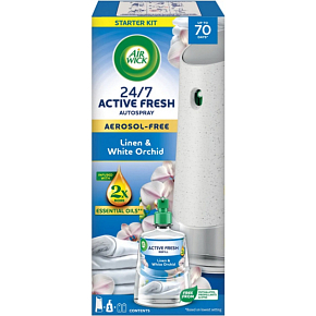 Air Wick Active Fresh Refill Linen & White Orchid - Laundry and White Orchid Automatic Air Freshener Complete 228 ml