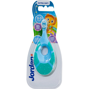 Jordan Step by Step soft children's toothbrush with teether, for ages 0-2 years, 1 pc