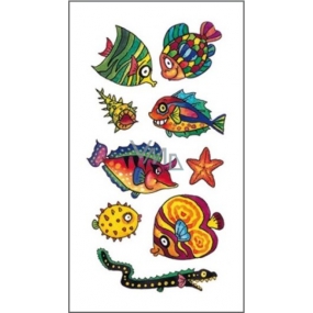 Colorful fish tattoo 16.5 x 10.5 cm