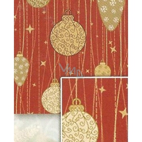 Nekupto Gift wrapping paper 70 x 200 cm Christmas Red background, gold baubles