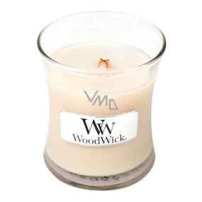 WoodWick Vanilla Bean - Vanilla pod scented candle with wooden wick and lid glass small 85 g