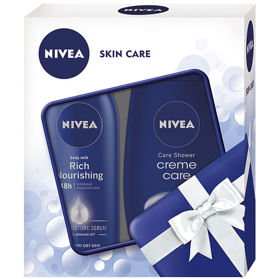 Nivea Body Milk nourishing body lotion for very dry skin 200 ml + Creme cream shower gel 250 ml, cosmetic set