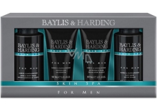 Baylis & Harding Jantar and Santal Wood Liquid Soap for Body & Hair 100 ml + Face Wash 100 ml + After Shave Balm 50 ml + Shower Gel 50 ml, Men's Cosmetic Set