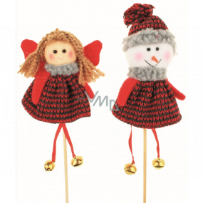 Knitted Angel groove, snowman 13 cm + skewers, 1 piece