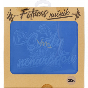 Albi Fitness towel Muscles do not grow on their own blue 90 x 50 cm
