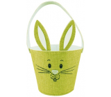 Basket textile bunny with ears green 15 x 12 cm