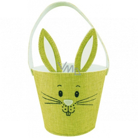 Basket textile bunny with ears green 15 x 12 cm