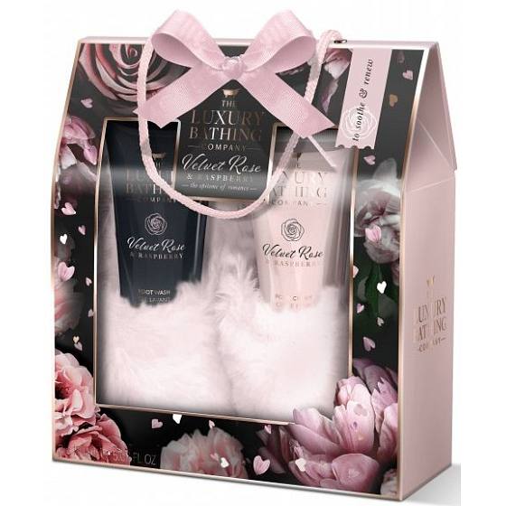Grace Cole Supreme Soothers foot cleansing gel 150 ml + foot cream 150 ml + stylish slippers, cosmetic set