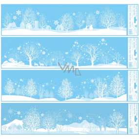 Window film without adhesive stripes with glitter winter landscape with trees 64 x 15 cm