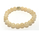 Jade yellow bracelet elastic natural stone, ball 8 mm / 16 - 17 cm