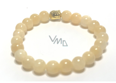 Jade yellow bracelet elastic natural stone, ball 8 mm / 16 - 17 cm