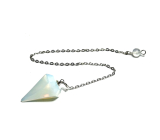Opalite pendulum synthetic stone 2,5 cm + 18 cm chain with bead, wishing and hope stone