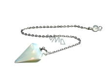 Opalite pendulum synthetic stone 2,5 cm + 18 cm chain with bead, wishing and hope stone