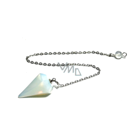 Opalite pendulum synthetic stone 2,5 cm + 18 cm chain with bead, wishing and hope stone