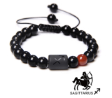 Onyx Sagittarius zodiac sign, natural stone bracelet, 8mm ball/ adjustable size, life force stone