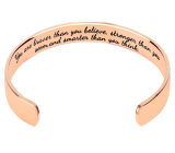 Stainless steel bracelet gold-plated with engraving You are braver..., open cuff, 2.5 mm