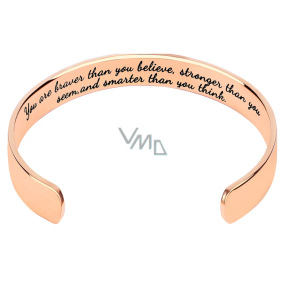 Stainless steel bracelet gold-plated with engraving You are braver..., open cuff, 2.5 mm