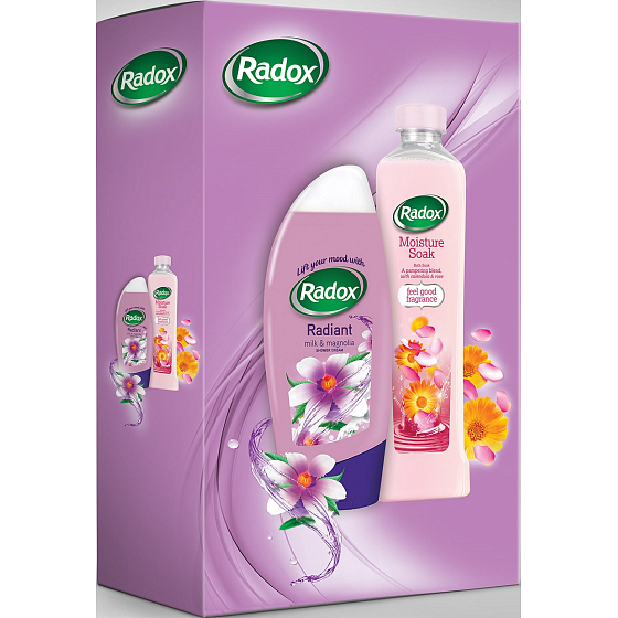 Radox Radiant shower gel 250 ml + Moisture Soak bath foam 500 ml, cosmetic set