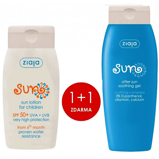 Ziaja Sun Sopot SPF 50+ waterproof sunscreen 125 ml + Sun soothing after sun gel 200 ml, duopack