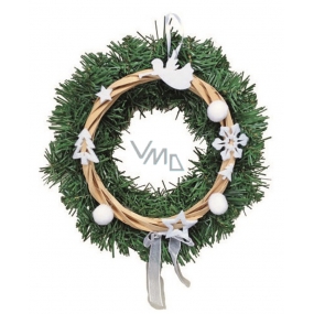 Wreath with white decor for hanging 25 cm