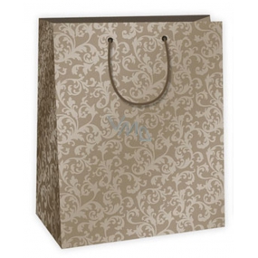 Ditipo Gift paper bag 26.4 x 13.6 x 32.7 cm beige lace pattern