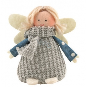 Angel gray knitted dress with curly hair on a standing 8 cm
