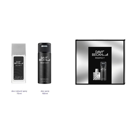 David Beckham Respect perfumed deodorant glass for men 75 ml + deodorant spray 150 ml, gift set