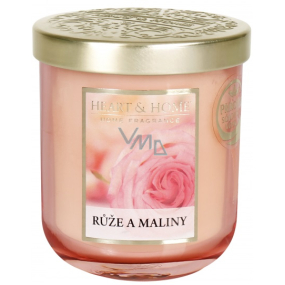 Heart & Home Roses and raspberries Soy scented candle medium burns up to 30 hours 110 g