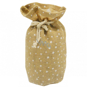 Jute bag with white stars 18 x 24 cm