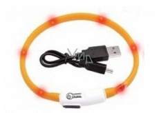 Karlie Flamingo LED light-up collar for cats and small dogs orange, uni size 20-35 cm, rechargeable