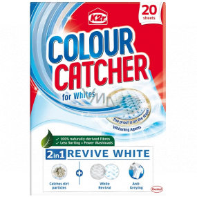 K2r Colour Catcher Stop Staining Washing Wipes for white linen and white recovery 20 pieces
