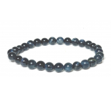 Tiger's eye dark blue grey bracelet elastic natural stone, ball 6 mm / 16-17 cm, stone of sun and earth, brings luck and wealth